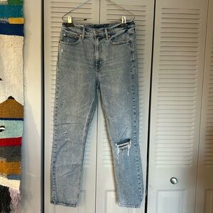GAP Denim Cigarette High Rise with Distressed Knee